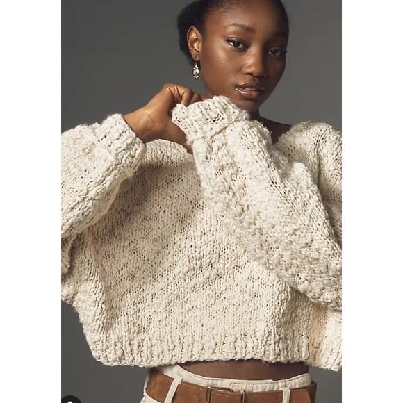 Anthropologie Sweaters - Anthropologie Pilcro Cozy Crew Neck Sweater Cream OS